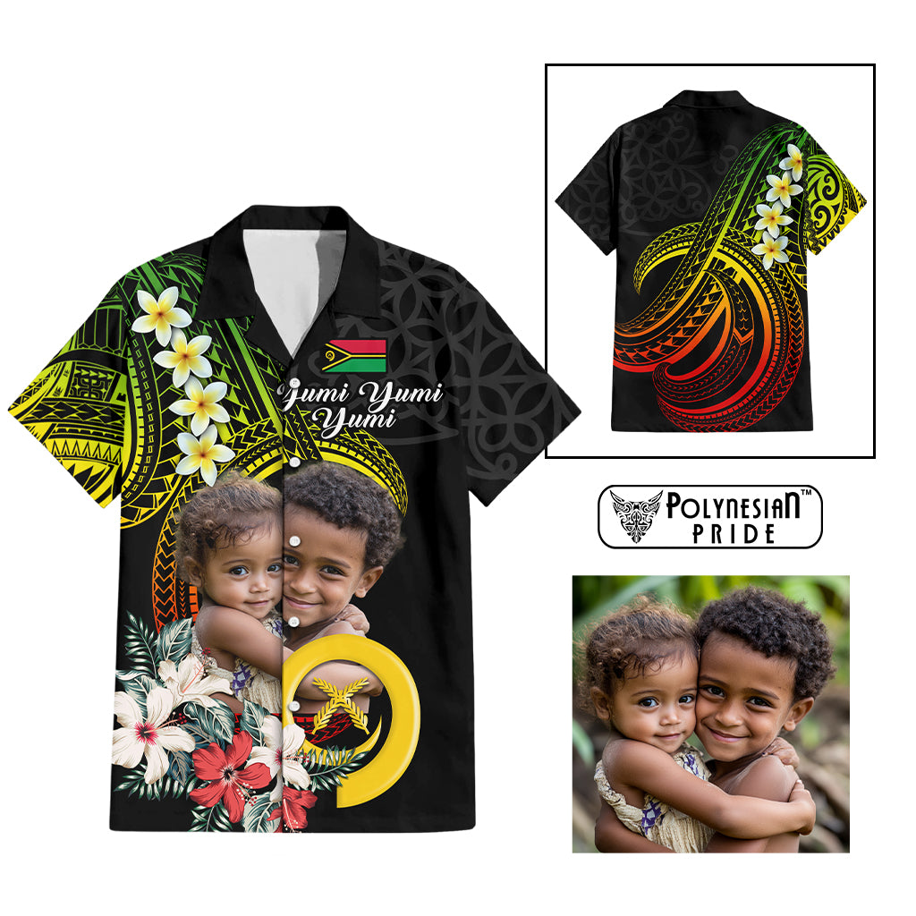 Custom Photo Vanuatu Provinces Hawaiian Shirt Vanuatuan Pig Tusk and Pacific Beauty Flower