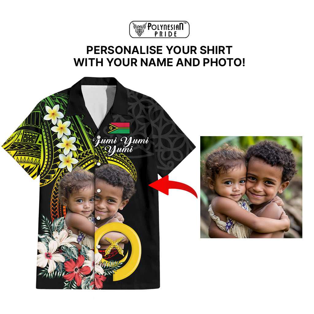 Custom Photo Vanuatu Provinces Hawaiian Shirt Vanuatuan Pig Tusk and Pacific Beauty Flower