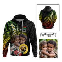Custom Photo Vanuatu Provinces Hoodie Vanuatuan Pig Tusk and Pacific Beauty Flower