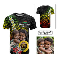 Custom Photo Vanuatu Provinces T Shirt Vanuatuan Pig Tusk and Pacific Beauty Flower