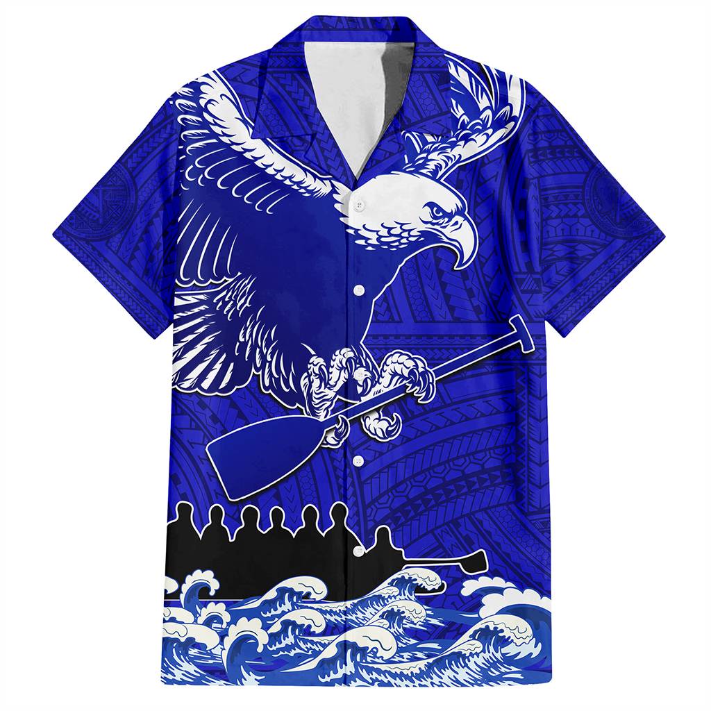 Custom American Samoa Fautasi Race Hawaiian Shirt Eagle With Polynesian Pattern