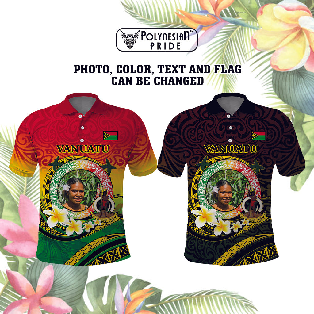 Custom Photo Vanuatu Provinces Polo Shirt Coat Of Arms Mix Flag - Polynesian Pride