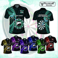 Custom Photo New Zealand Darts Polo Shirt Aotearoa Maori Happiness Is A Tight Threesome CTM14 Multicolor - Polynesian Pride