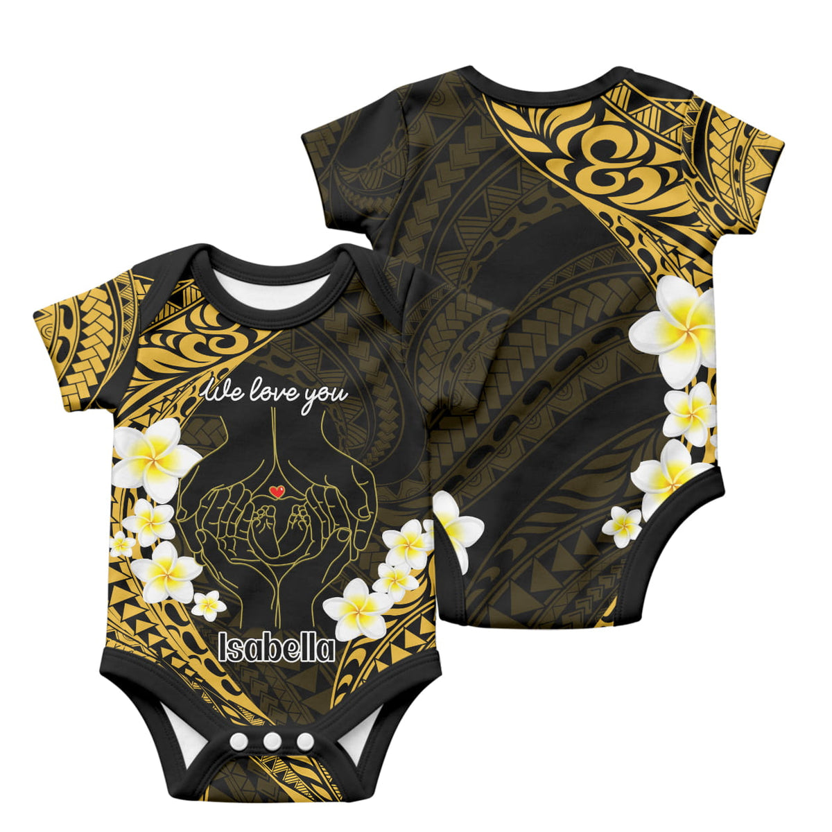 Custom Polynesia Baby and Parents Baby Onesie We Love You Plumeria Polynesian Pattern CTM14 - Polynesian Pride
