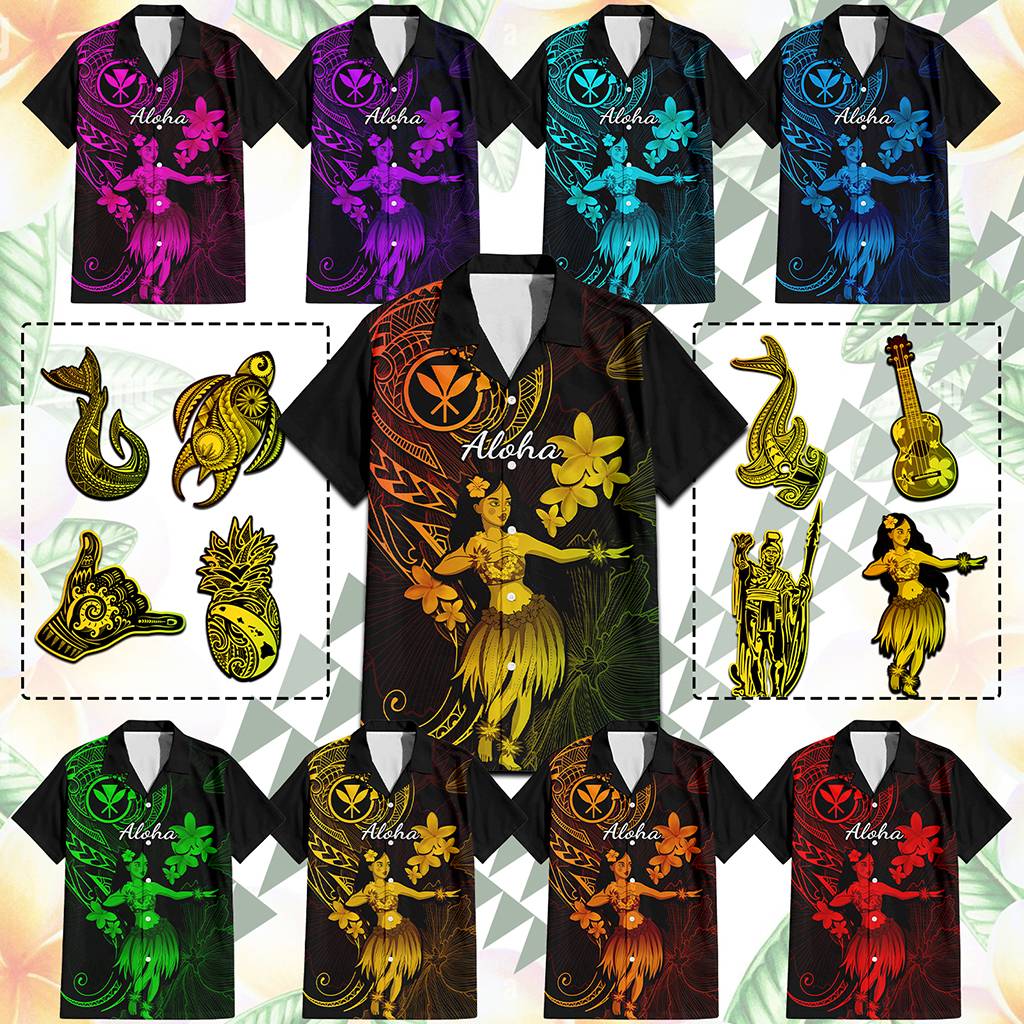 Custom Hawaii Symbols Hawaiian Shirt Tropical Flowers With Kanaka Maoli