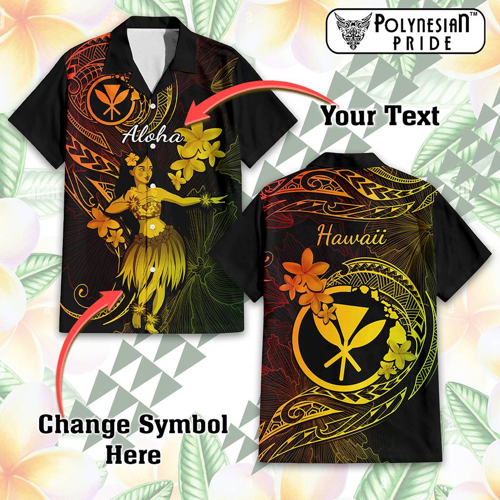 Custom Hawaii Symbols Hawaiian Shirt Tropical Flowers With Kanaka Maoli