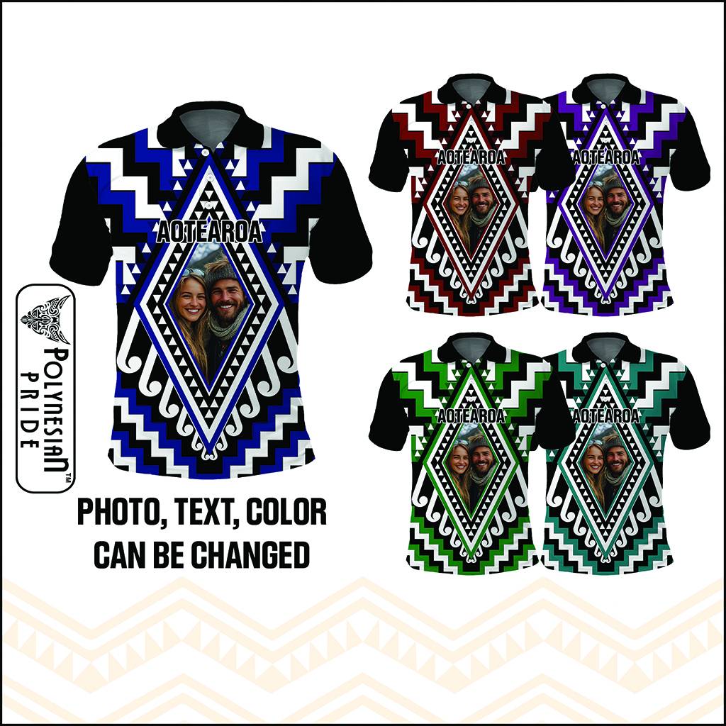 Custom Photo New Zealand Maori Patikitiki Taniko Motifs Polo Shirt