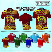 Custom Photo Tonga Schools Polo Shirt Happy Anniversary Tongan Schools Logo With Ngatu Pattern