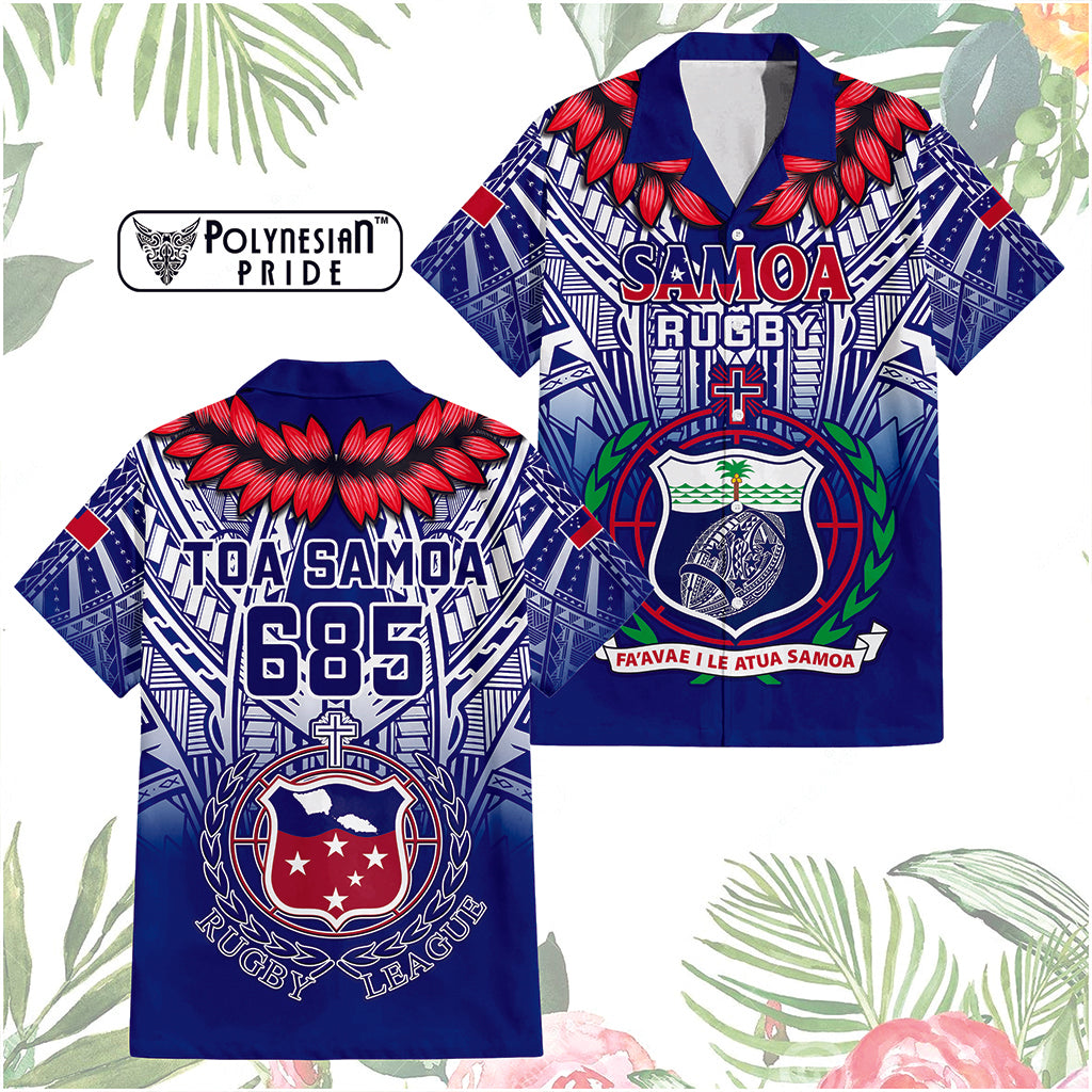 Custom Samoa Rugby Hawaiian Shirt Custom Text And Number With Toa Samoa, Manu Samoa And Manu Samoa 7s Logo - Polynesian Pride