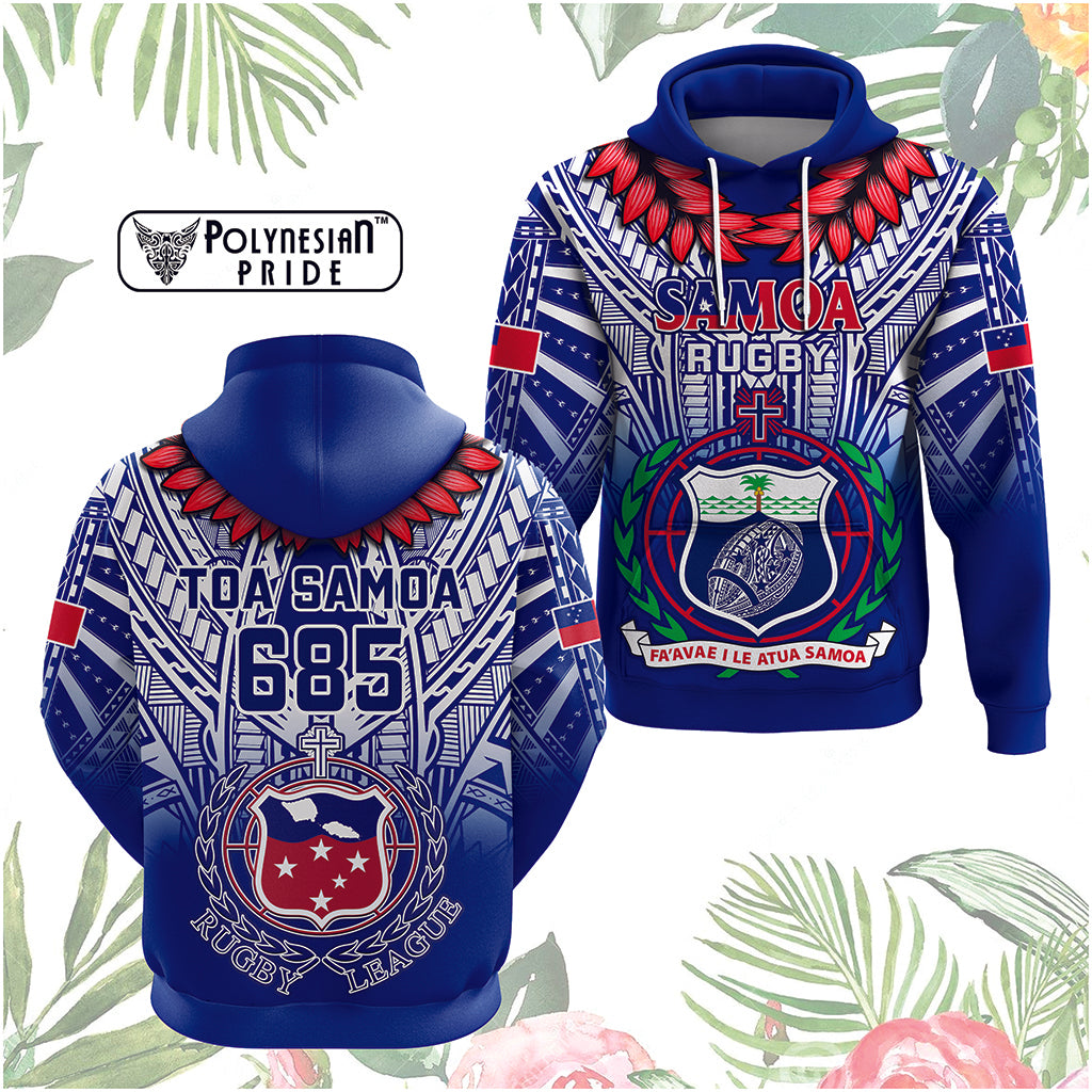 Custom Samoa Rugby Hoodie Custom Text And Number With Toa Samoa, Manu Samoa And Manu Samoa 7s Logo - Polynesian Pride