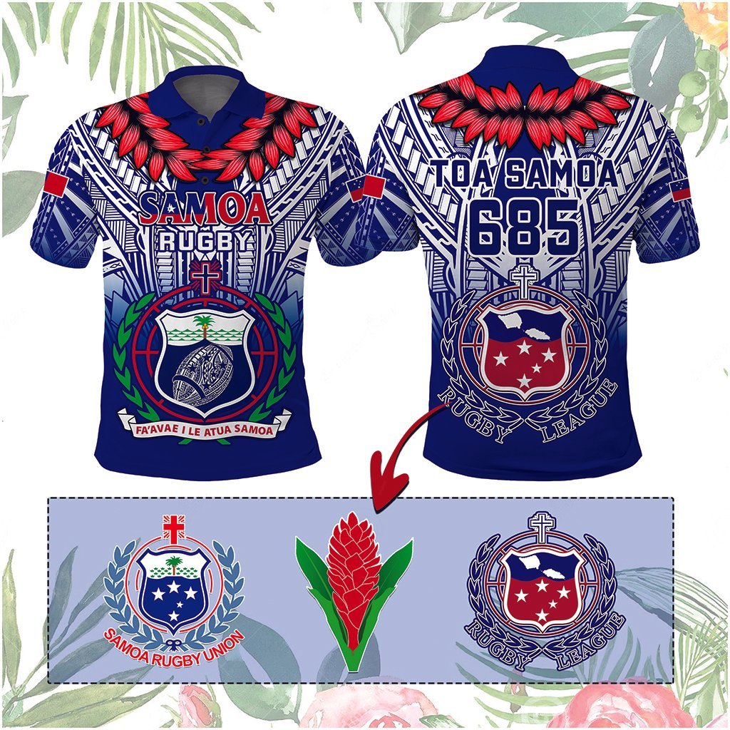 Custom Samoa Rugby Polo Shirt Custom Text And Number With Toa Samoa, Manu Samoa And Manu Samoa 7s Logo CTM14 Blue - Polynesian Pride