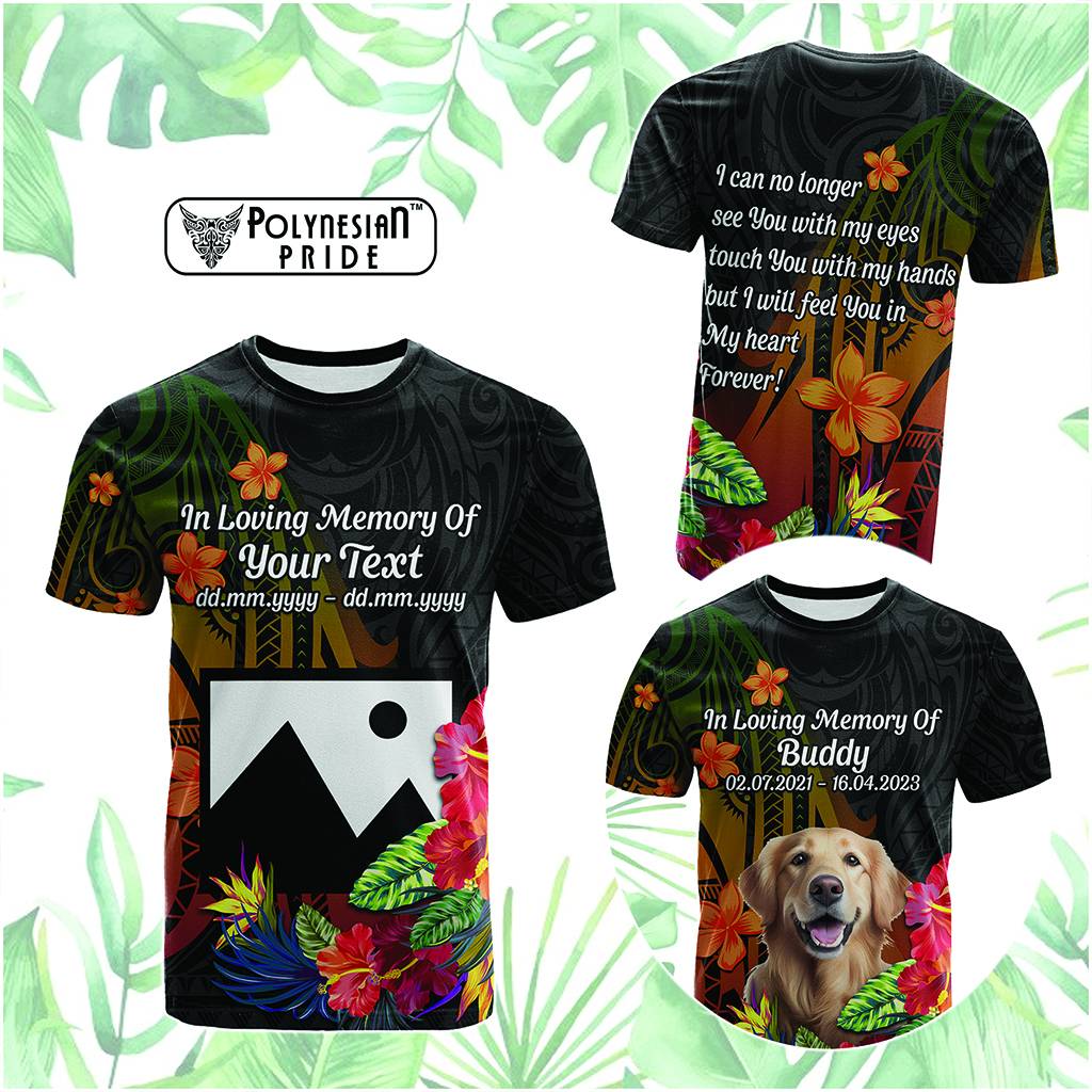 Custom Photo In Loving Memory T Shirt Polynesian Memorial Gift For Family And Pet Lovers