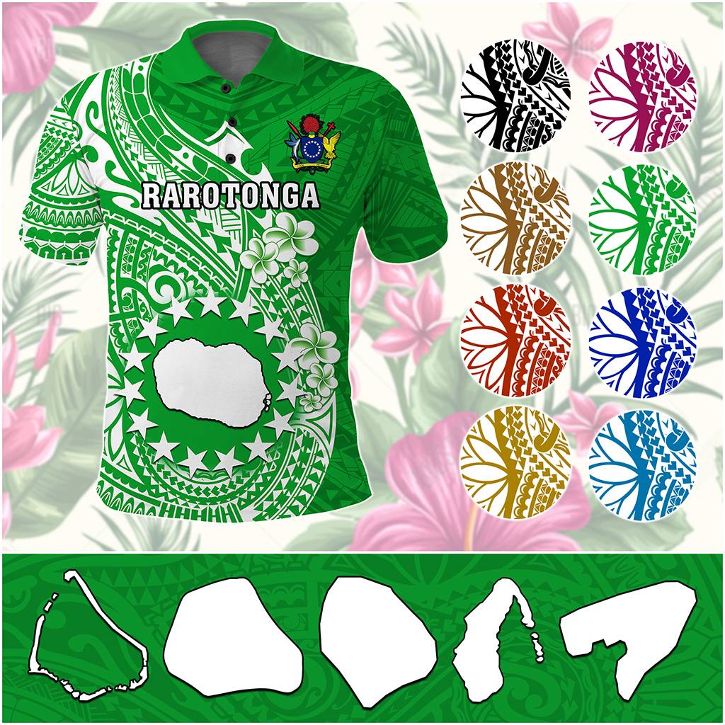 Custom Cook Islands Polo Shirt Islands Map Plumeria With Polynesian Tattoo