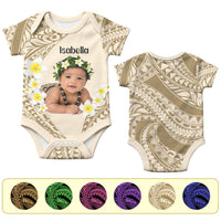 Custom Baby Photo Plumeria Polynesian Pattern Baby Onesie