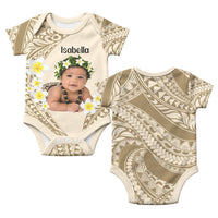 Custom Baby Photo Plumeria Polynesian Pattern Baby Onesie