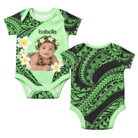 Custom Baby Photo Plumeria Polynesian Pattern Baby Onesie