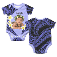 Custom Baby Photo Plumeria Polynesian Pattern Baby Onesie
