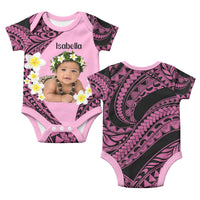 Custom Baby Photo Plumeria Polynesian Pattern Baby Onesie