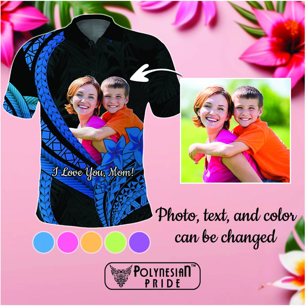 Custom Photo Polynesia Mother's Day Polo Shirt Polynesian Pattern Tropical Vibes