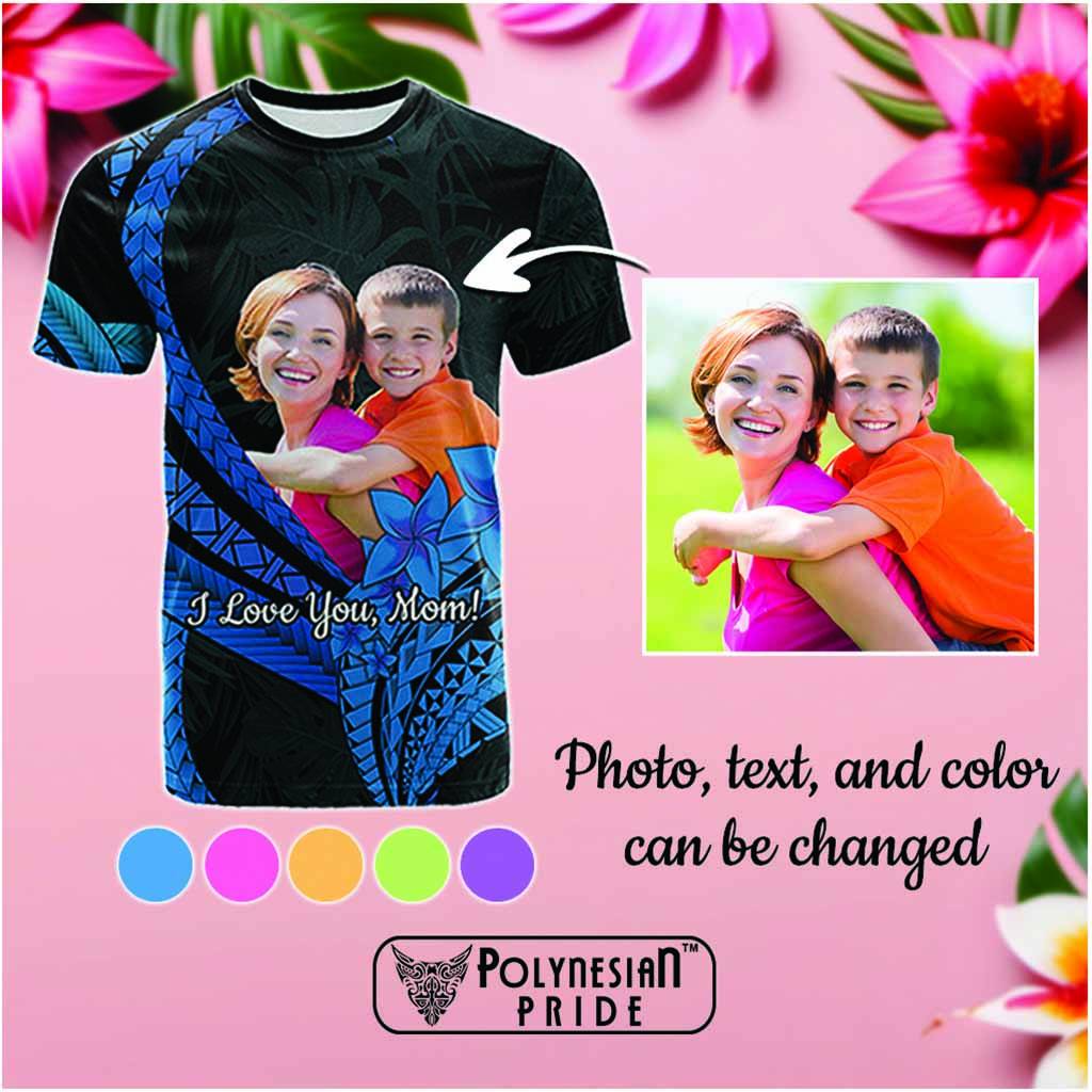 Custom Photo Polynesia Mother's Day T Shirt Polynesian Pattern Tropical Vibes