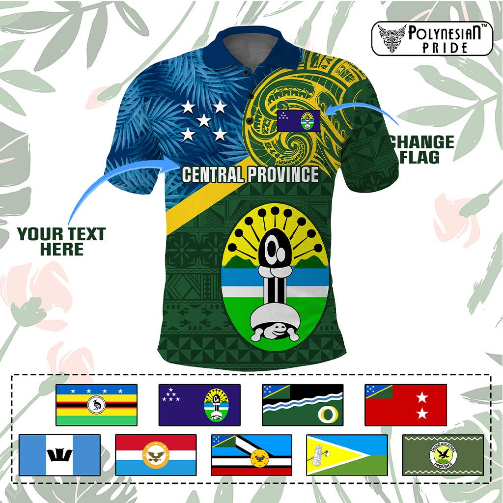 Custom Solomon Islands Provinces Polo Shirt Coat Of Arms With Flag Unique Version