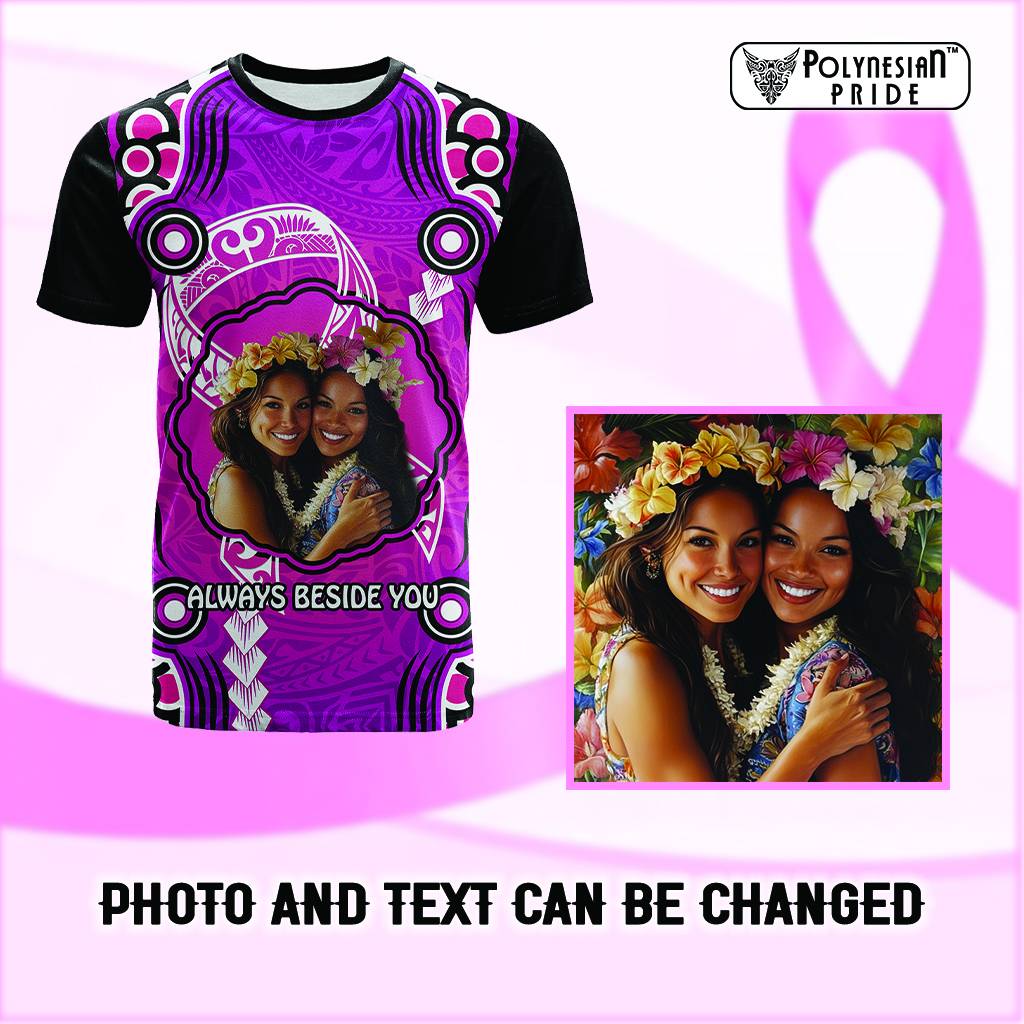 Custom Photo Cancer Awareness T Shirt Brave Strong Aboriginal With Polynesian Pattern