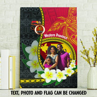 Custom Photo Papua New Guinea Provinces Canvas Wall Art Flag With Polynesian Tropical Flowers