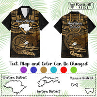 Custom American Samoa Hawaiian Shirt Coat Of Arms With Districts Map Polynesian Pattern