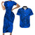 Hawaii Couples Matching Short Sleeve Bodycon Dress and Hawaiian Shirt Blue Polynesian Tribal Art LT14 Blue - Polynesian Pride