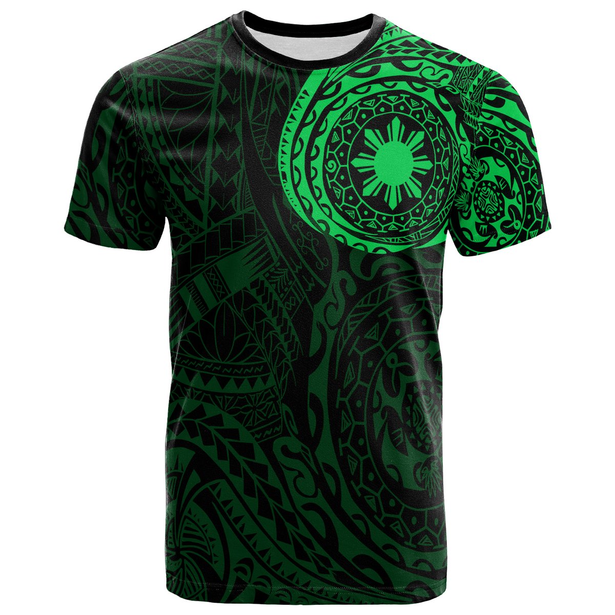 Philippines Polynesian T-Shirt - Polynesian Tattoo Style Adult Green - Polynesian Pride