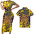 Polynesian Pride Matching Outfit For Couples Yellow Turtle Plumeria Polynesian Tribal Bodycon Dress And Hawaii Shirt - Polynesian Pride