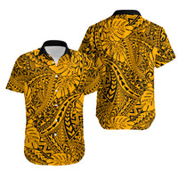 Hawaii Couples Matching Mermaid Dress and Hawaiian Shirt Gold Polynesian Tribal Art LT14