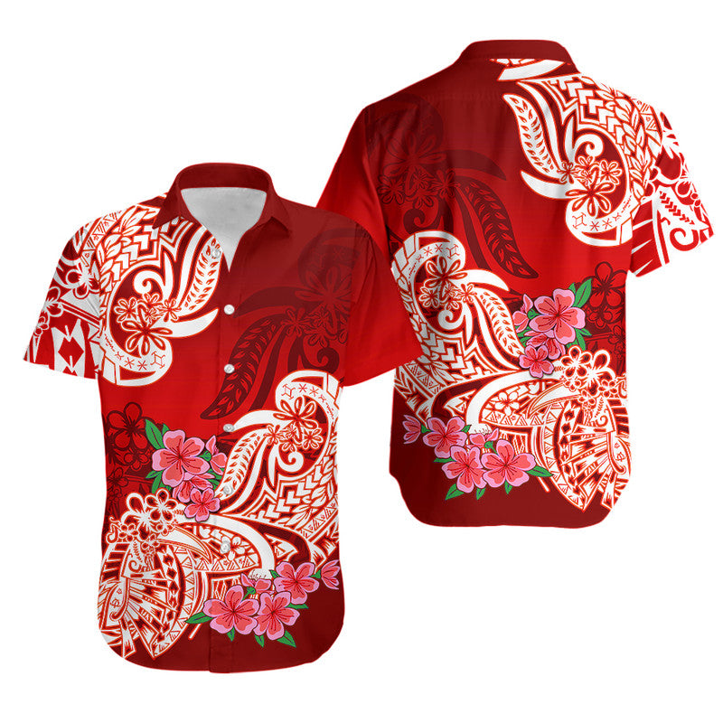 Polynesian Floral Tribal Hawaiian Shirt Red LT9 Teal - Polynesian Pride