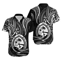 Polynesian Matching Dress and Hawaiian Shirt Guam Coat of Arms with Polynesian Tribal Tattoo Black Version LT9 - Polynesian Pride