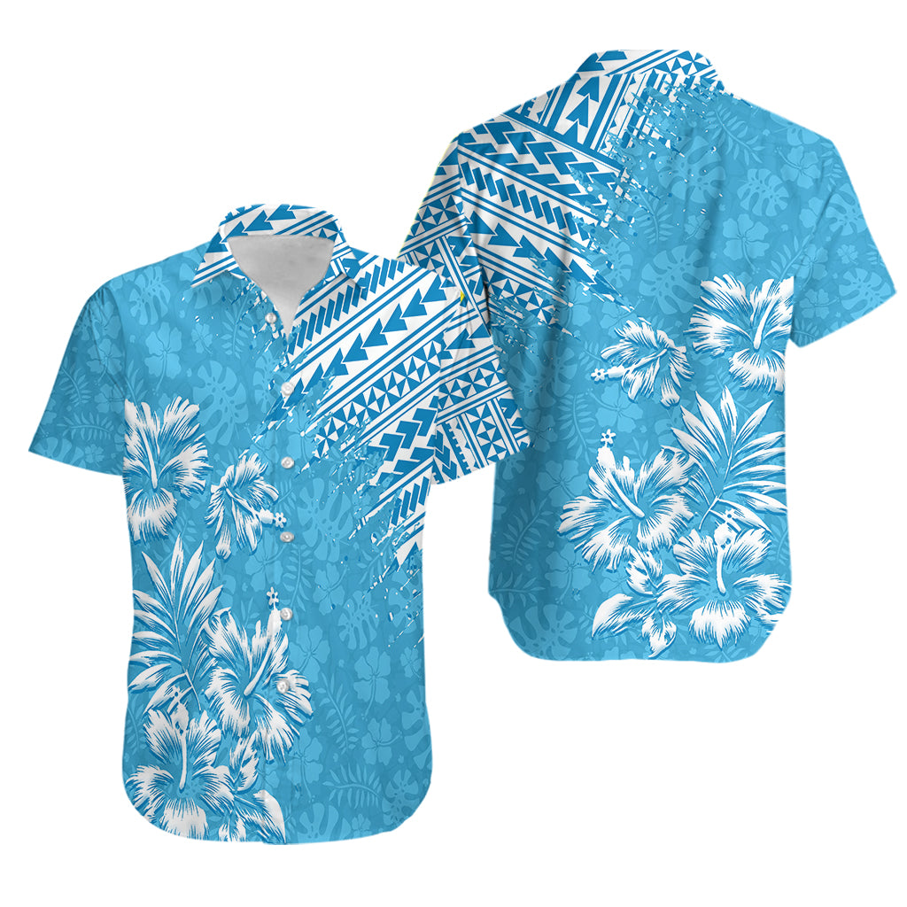 Hawaii Summer Couples Matching Outfits Combo Long Sleeve Dress Mix Polynesian Light Blue LT6 - Polynesian Pride
