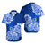 Polynesian Couple Matching Outfit Floral Tribal Combo Short Sleeve Bodycon Long Dress and Hawaiian Shirt Blue LT9 - Polynesian Pride