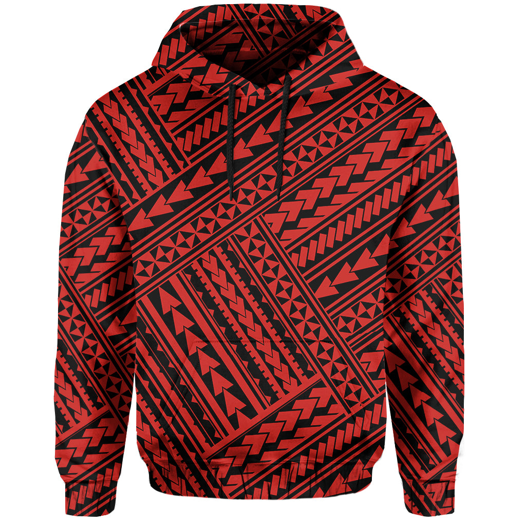 Samoa Hoodie Polynesian Pattern Red Color