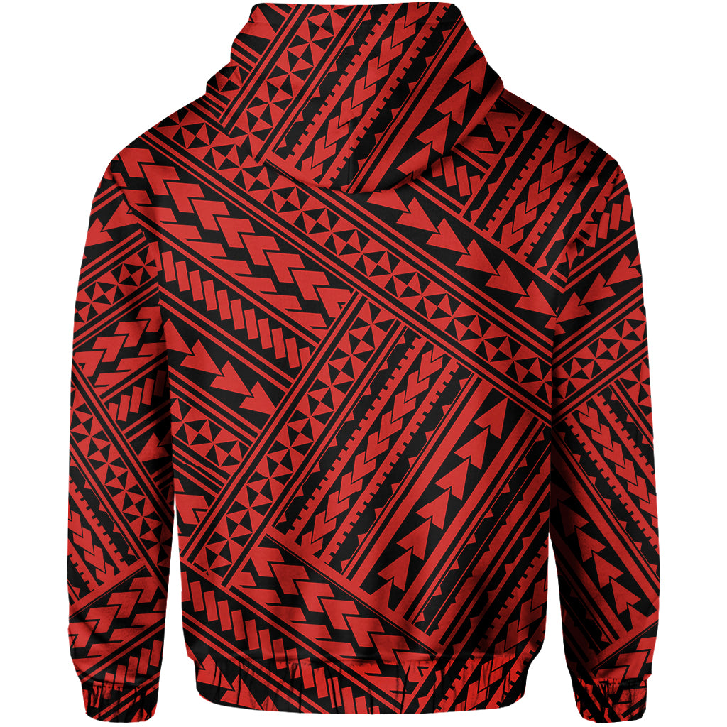 Samoa Hoodie Polynesian Pattern Red Color