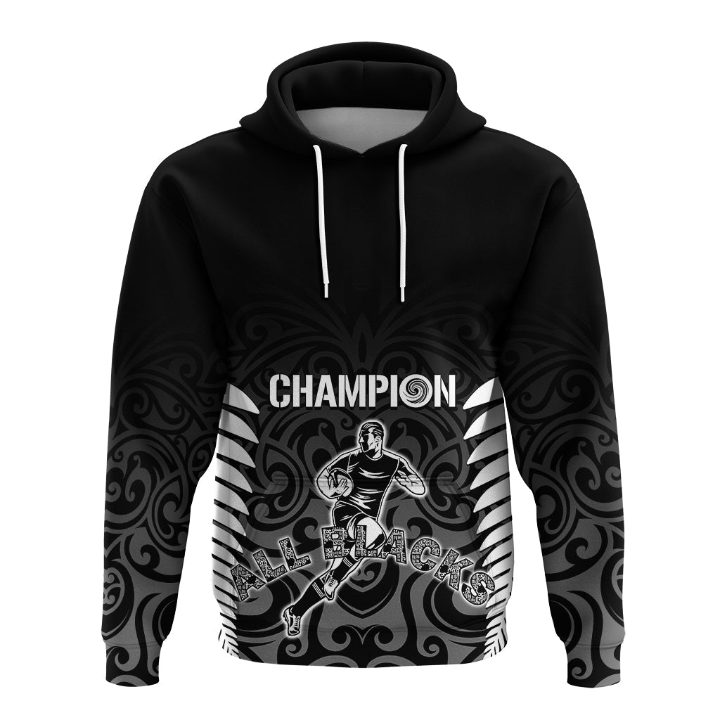 Custom New Zealand Hoodie All Black Champion LT7 Pullover Hoodie Black - Polynesian Pride