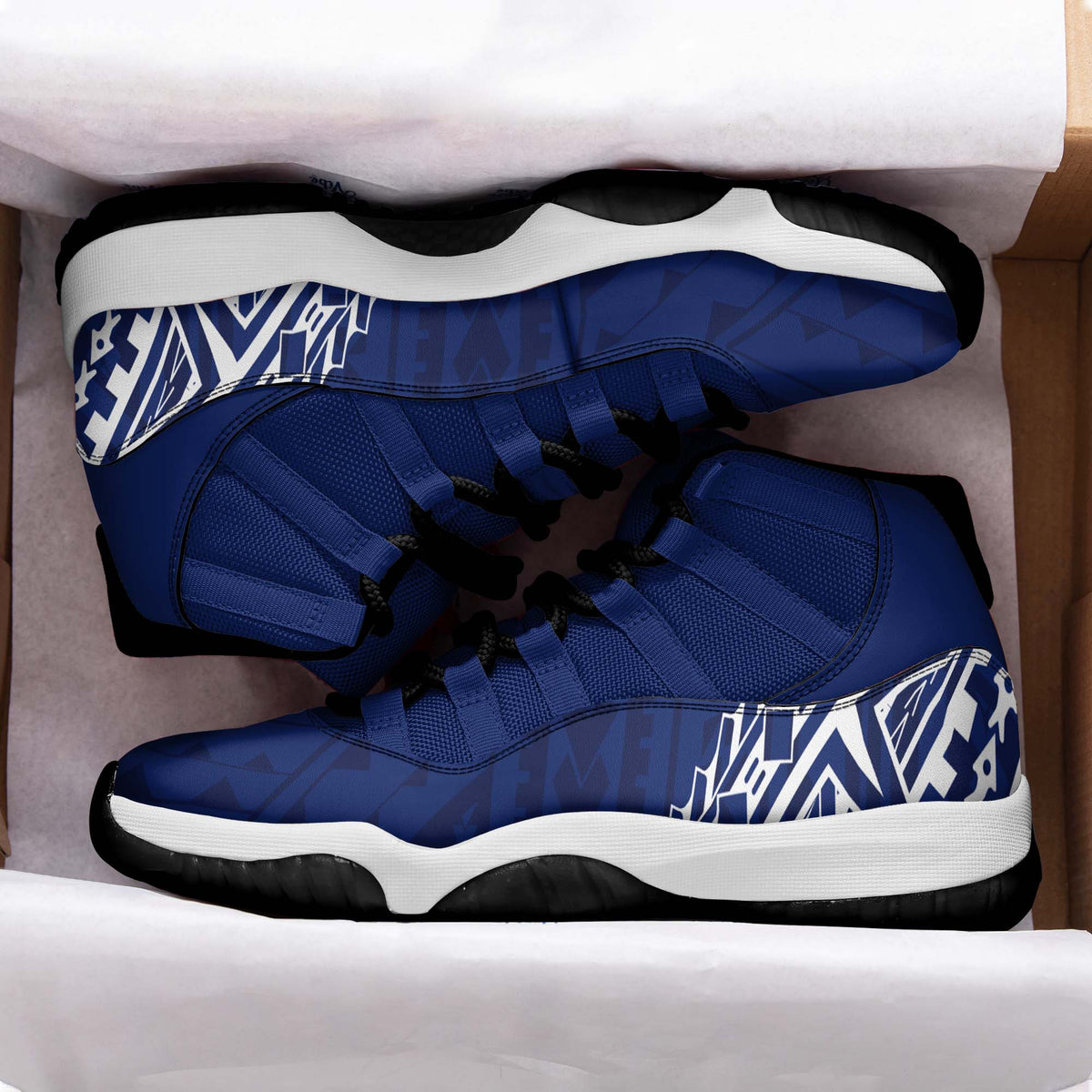 Polynesian J11 Sneakers Plain Blue Pattern LT7