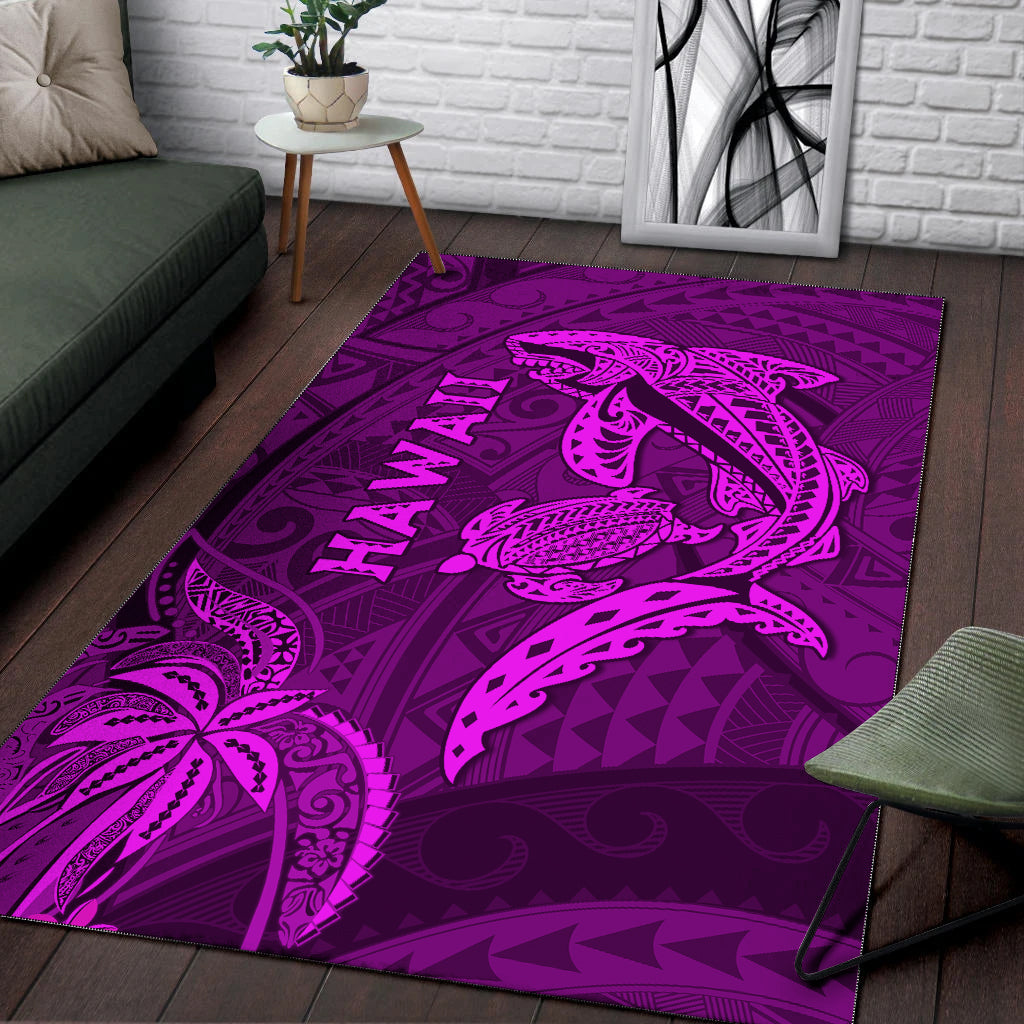 hawaii-shark-and-turtle-area-rug-with-purple-kakau