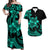 Polynesian Couple Outfits Plumeria Flowers Matching Dress and Hawaiian Shirt Polynesian Tribal Aqua Vibe LT9 Aqua - Polynesian Pride