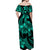 Polynesian Pride Plumeria Flowers Off Shoulder Long Dress Polynesian Tribal Aqua Vibe LT9 - Polynesian Pride