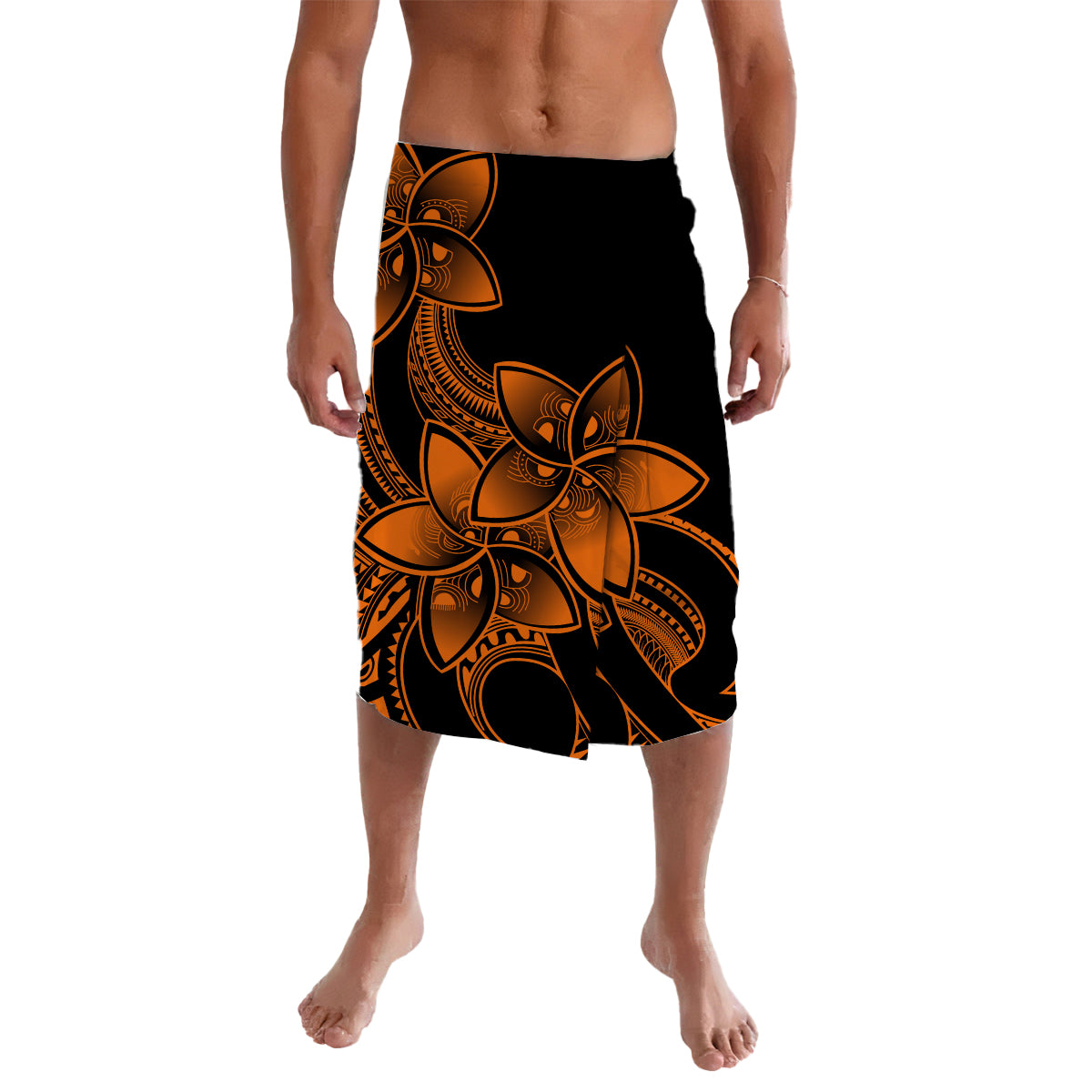 Polynesian Plumeria Flowers Lavalava Polynesian Tribal Gold Vibe LT9 Gold - Polynesian Pride LLC