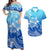 Polynesian Couple Outfits Plumeria Flowers Matching Dress and Hawaiian Shirt Polynesian Tribal Gradient Blue LT9 Gradient Blue - Polynesian Pride