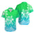 Polynesian Couple Outfits Plumeria Flowers Couples Long Sleeve Dress and Hawaiian Shirt Polynesian Tribal Gradient Green LT9 - Polynesian Pride