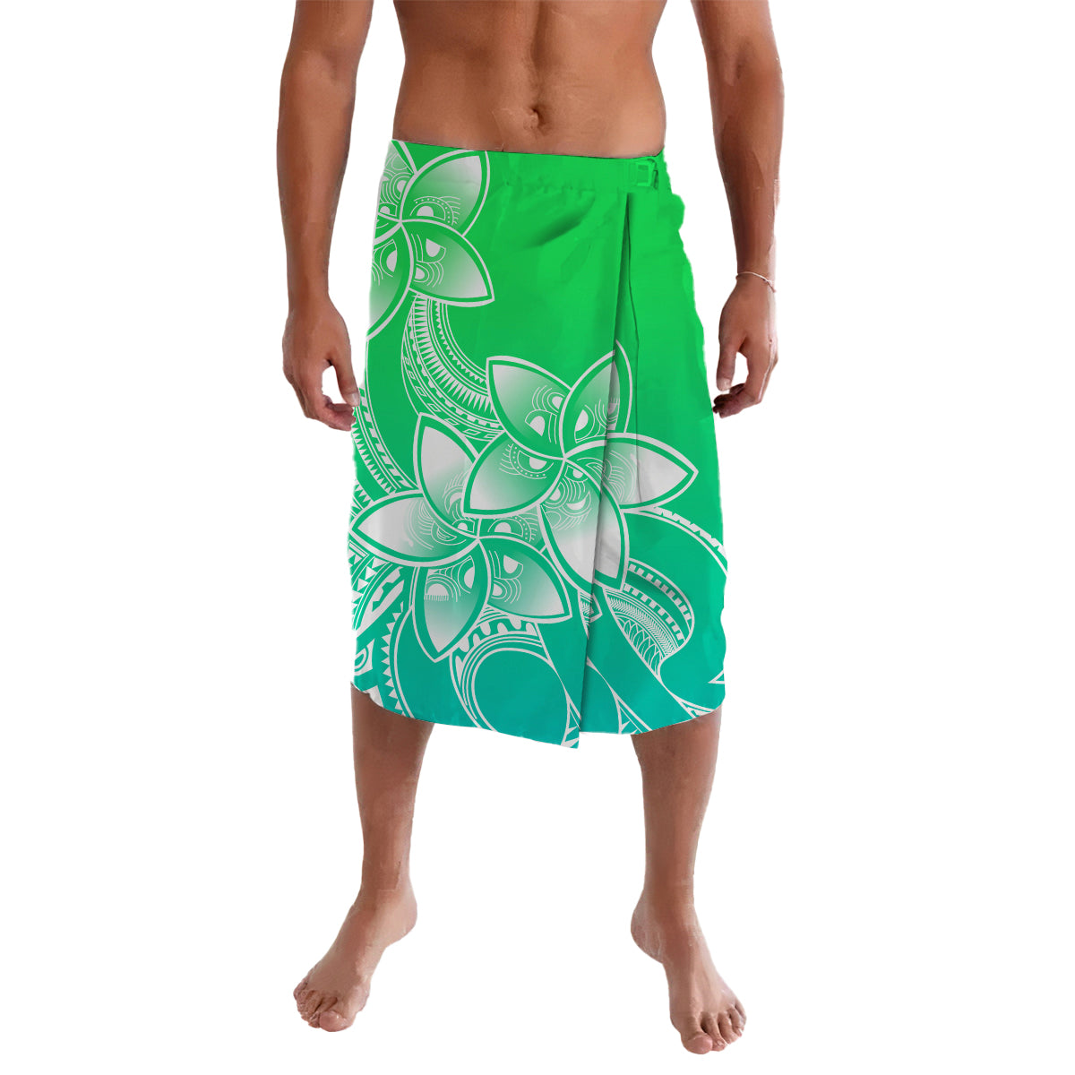 Polynesian Plumeria Flowers Lavalava Polynesian Tribal Gradient Green LT9 Gradient Green - Polynesian Pride LLC