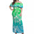 Polynesian Pride Plumeria Flowers Off Shoulder Long Dress Polynesian Tribal Gradient Green LT9 Women Gradient Green - Polynesian Pride