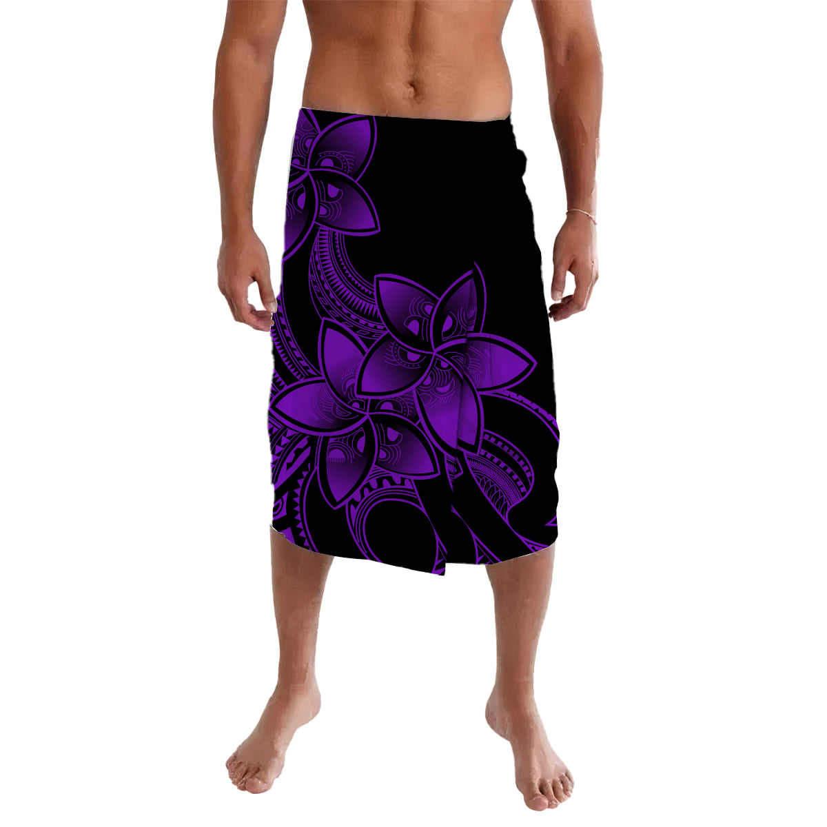 Polynesian Plumeria Flowers Lavalava Polynesian Tribal Purple Vibe LT9 - Polynesian Pride LLC