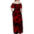 Polynesian Pride Plumeria Flowers Off Shoulder Long Dress Polynesian Tribal Red Vibe LT9 - Polynesian Pride